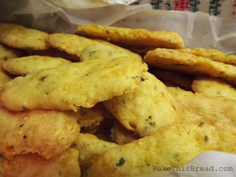 Basket of homemade vintage cheese puff crackers bake this bread recipe